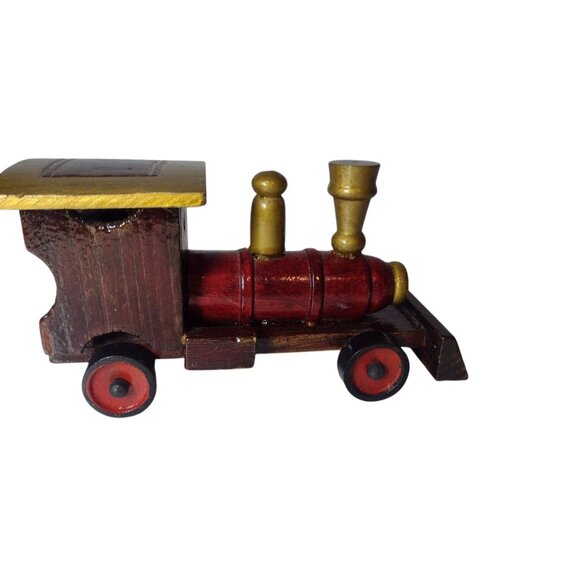 Vintage Handmade Wooden Train Engine Railroad Locomotive - Picture 2 of 5